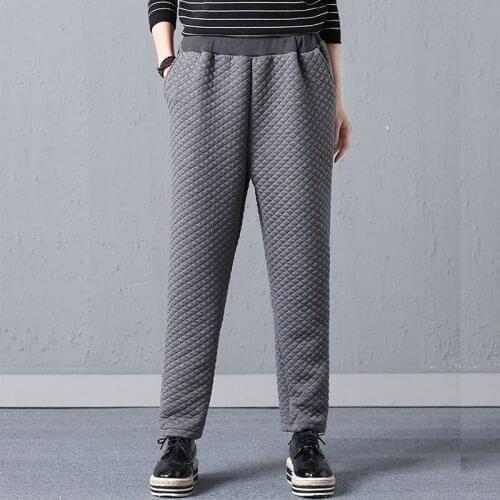 Women Thick Cotton Casual Pants New 2020 Autumn Winter Simple Style High Waist Loose Comfortable Warm Female Trousers S2194