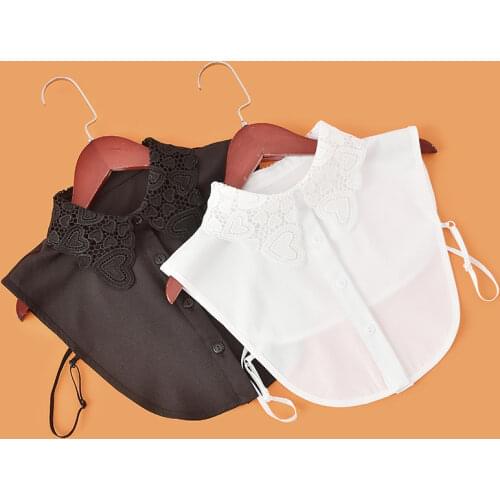 Women Hollow Floral White Fake Collar Female Detachable Collars Lapel Half Shirt Decorative Sweater Flase Collar Accessory