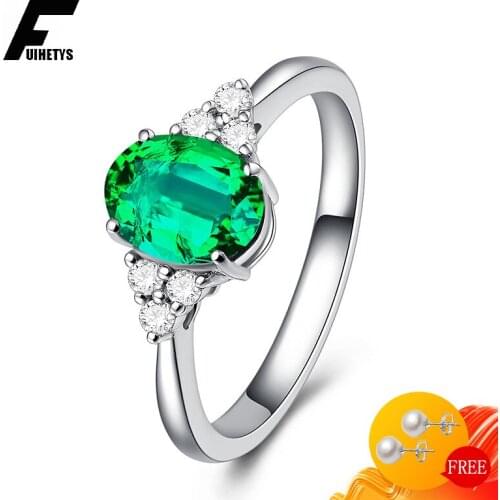 Bali Jelry Trendy 925 Silver Ring for Women Oval Emerald Zircon Gemstone Accessories Finger Open Ring Wedding Party Dropshipping