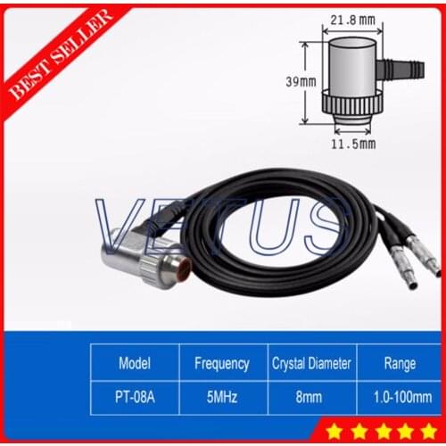 1.0~100mm Measuring Range 5MHZ 8mm Sensor Standard Probe Transducers For Ultrasonic Thickness Gauge Measurement