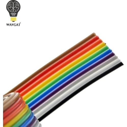 1 meter 1.27mm Spacing Pitch10 WAY 10P Flat Color Rainbow Ribbon Cable Wiring Wire For PCB DIY 10 Way Pin