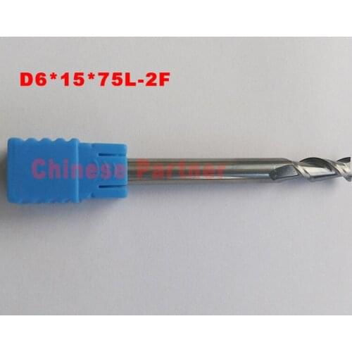 1pc 6mm hrc50 D6*15*D6*75L 2 Flutes end mill for Aluminum milling cutter Tools Carbide CNC Endmill Router bits knife