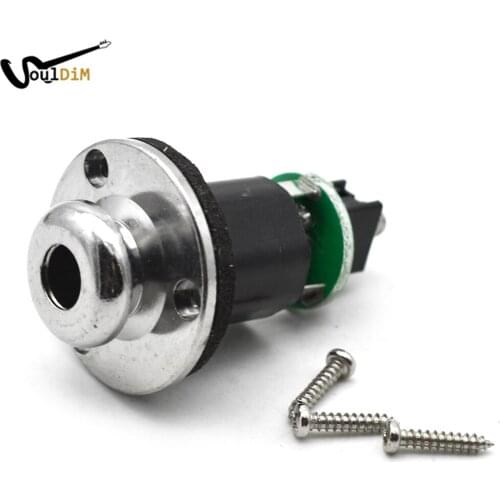 10pcs Round Guitar Equalizer Pickup Guitar Einpin Jack Piezo Pickup EQ 6.35 Endpin Output Socket with Strap Lock Chrome