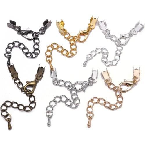10pcs/lot 3 4 5 8mm Cord Clips Extender Chain Connectors Findings Lobster Clasp For Jewelry Making DIY Bracelet Cord