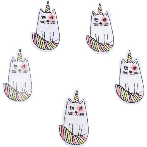 10pcs Cartoon Cat Patches Cute Animal Stickers DIY Iron On Sew On Badge Embroidery Fabric Appliques Wholesale Patch