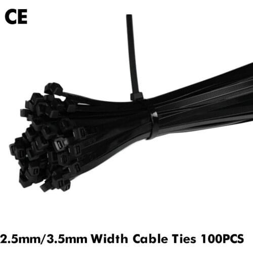 100PCS/bag Self-locking plastic nylon cable organizer Loop winding zip cable tie Black 3X80 kabelbinder set industrial supply