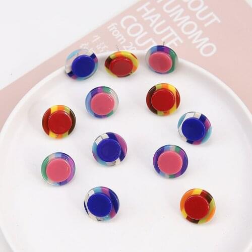 6pcs Korean Elegant Stitching Contrast Color Stripes Earrings Acetate Stud Earrings For Women Girl Sweet Diy Jewelry Accessories