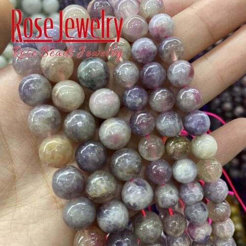 A+ Natural Pink Tourmaline Stone Beads Round Smooth Loose Spacer Beads For Jewelry Making Bracelets Wholesale 15" 4 6 8 10 12mm