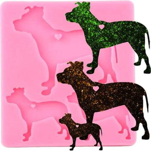 Shiny Glossy Dog Keychain Silicone Mold DIY Handmade Charms Molds Jewelry Making Necklace Moulds Polymer Clay Pendant Molds