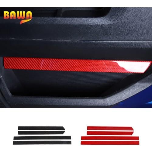 BAWA Car Door Atmosphere Light Decoration Mouldings Strip Carbon Fiber Cover Stickers For Dodge RAM 2010-2015 Interior Parts
