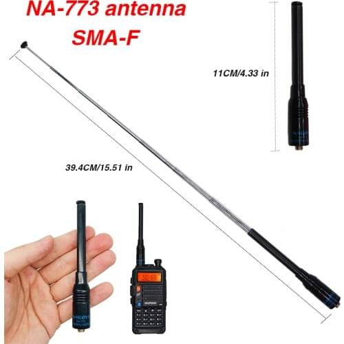 Nagoya NA-773 SMA Female VHF UHF Dual Band Flexible Walkie Talkie Antenna for Kenwood BaoFeng UV-5R UV-82 BF-888S UV-8D UV-6R