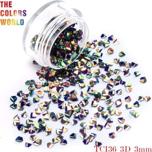 TCT-048 Jewelry Diamond Shape 3D Effect Colorful Glitter 3MM Nails Glitter Nail Art Decoration Makeup Facepaint DIY Decoration