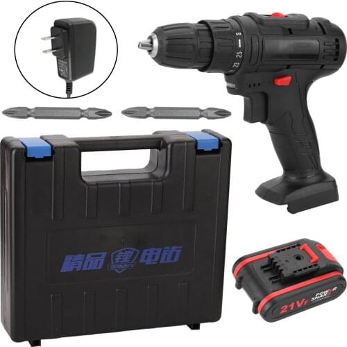 21V 1300mAh Multifuctional Electric Drill with 1 * lithium battery Mini Screwdriver Rotation Ways Speeds Torques Adjustable