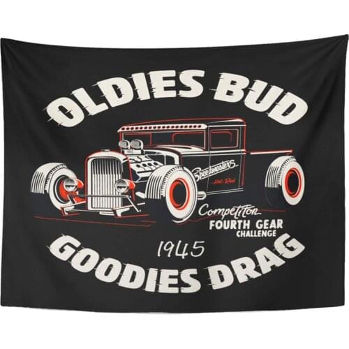 Wall Hanging Garage Hot Rod Car and Auto Automobile Black 60"x 80" Tapestry Home Decor Art Tapestries for Bedroom Living Room