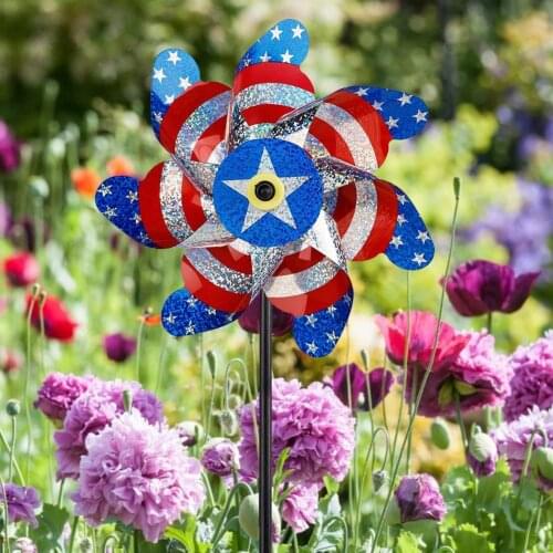 USA Flag Reflective Pinwheel Rotating Bird Scare Windmill Garden Outdoor Decoration Accessories jardineria decoracion