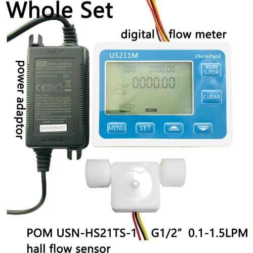 US211M USN-HS21TS-1 0.1-1.5LPM Flow Meter Totalizer Flow Measurement with Water Flow Sensor G1/2" Turbine flowmeter cheap meter