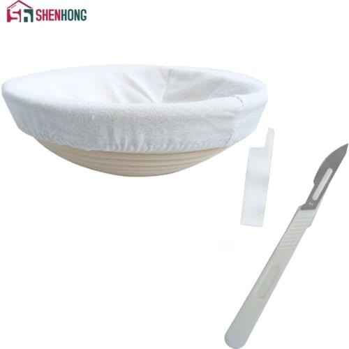 SHENHONG Handmade Banneton Round Rattan Basket And Bread Arc Curved Knife Dough Brotform Bread Proofing Proving Fermentation