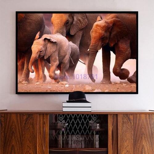 Elephant Family diamond painting cross stitch kits full diamond embroidery European style home decoration square drill animal