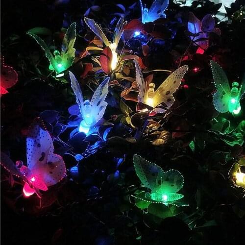 New12LED Solar Powered Cute Honey Butterfly Led String Fairy Light Outdoor Garden Fence Patio Christmas Garland Lights