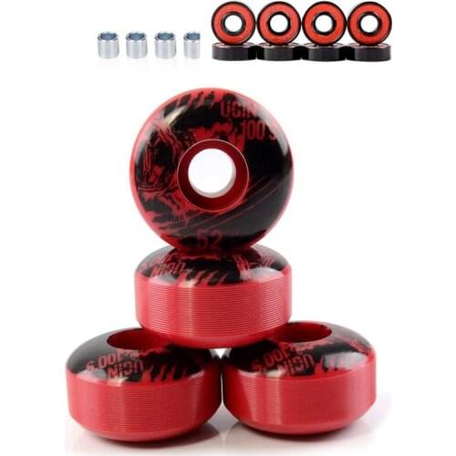 UGIN 52mm Skateboard Wheels with ABEC-9 Bearings and Spacers Cruiser Wheels (Pack of 4)