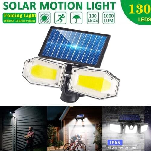 Solar Lights Outdoor 3 Optional Modes Motion Sensor COB Light Double Head Rotating with 270 Wide Angle Waterproof Security Light