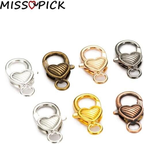 10pcs 27*14mm Heart Metal Alloy Lobster Clasp Hooks for Necklace Bracelet Chain DIY Fashion Jewelry Findings Making Accessories