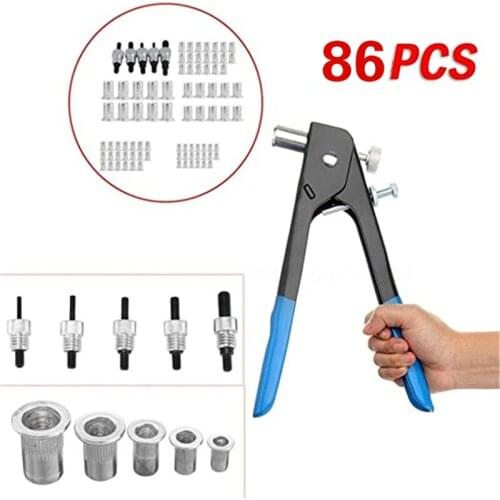 Fastener & Clip 86 PCS Manual Pull Gun Pull Cap Gun Rivet Nut Set Manual Nut Gun Set Gun Blind Rivet Hand Tool