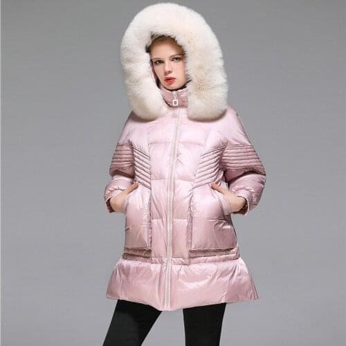White Duck Down Jacket Womens Fashion New Winter Korean Fashion Big Fur Collar Thickened Short Jacket Processing Customization