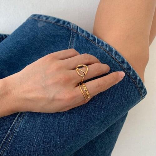 Gold Color Cross Line Index Finger Ring for Women Girls Ring Adjustable Jewellery Wholesale Gifts