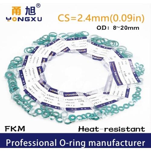10PCS/lot Green FKM Fluorine Rubber O-rings Seals CS2.4mm OD8/9/10/11/12/13/14/15/16/17/18/19/20*2.4mm Rings Gasket Rings Washer