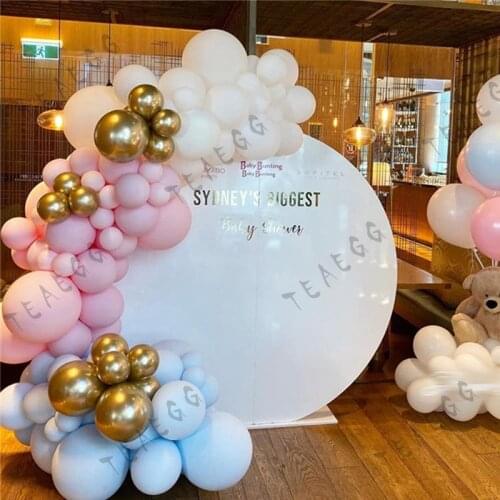 135Pcs Adult Wedding Birthday Party Decoration Balloon Garland Macaron Pink Blue Balls Chrome God Metallic Balloons Baby Shower