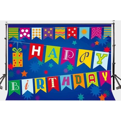 150x220cm Cartoon Birthday Backdrop Colorful National Flags Colorful Star Decoration Photography Background Children Party Props