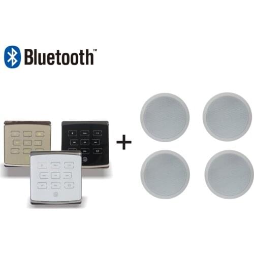 25W 4 channel Bluetooth/USB/SD pa home audio background music system wall mounted amplifier with 4 pieces 6'' ceiling speakers