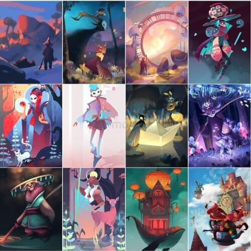 5D Diamond Painting cartoon illustration magic fantasy Picture of Rhinestones Embroidery Cross Stitch Kit Mosaic Art Home Decor