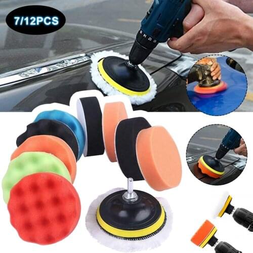 3 Inch Polishing Drill Pad Kit Car Sponge Foam Buffing Polishing Machine Pad Set for Car Polishing Waxing Sealing Glaze 7/12pcs