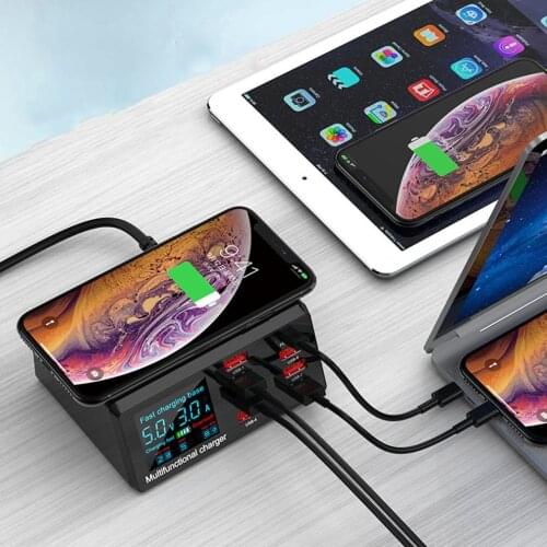 8Port Multi Fast Usb Charger Quick Charge 3.0 Phone Charging Station Led Display Usb Smart Wireless Digital Display Charger X9
