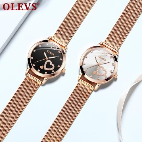 Swiss brand OLEVS quartz watch Women waterproof luminous mesh stainless steel ultra-luxury minimalist ladies watch