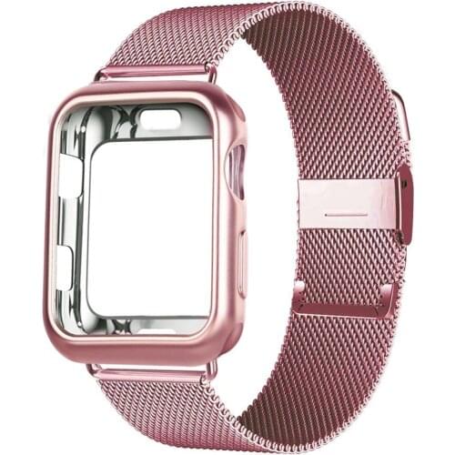 Case+strap for Apple Watch Band 44mm 40mm 42mm 38mm Metal Milanese Belt Bracelet for iWatch Series 6 SE 5 4 3 2