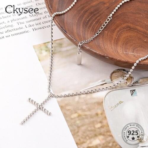 Ckysee 925 Sterling Silver Necklace Fashion Jewelry Unisex Fashion personality Cross Pendant Necklace 2020 Trend Gifts