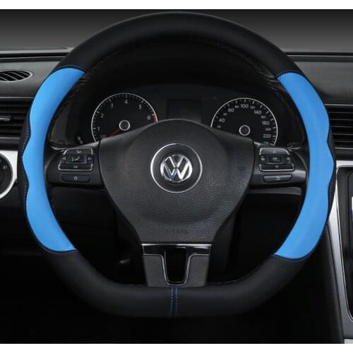 D Shape Leather Car Steering Wheel Cover Four Seasons Steering Wheel Hubs for VW GOLF 7 8 2015 POLO JATTA Interior Accessories