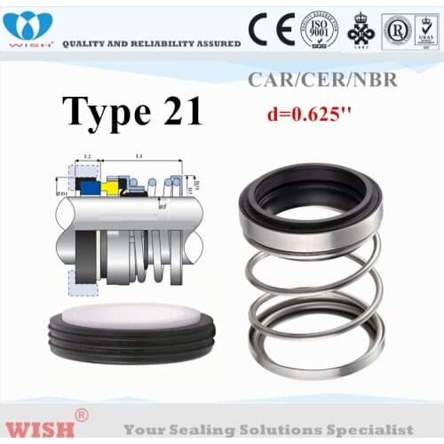 Dia 0.625 inch seal Equal to Johncrane Type 21 with cup/boot stationary seat elastomer bellow mechanical seal vulcan 11