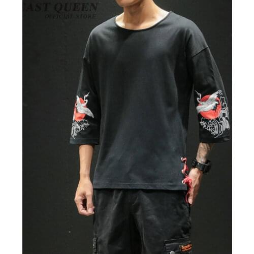 Japanese Streetwear T Shirt 2019 Summer Half Sleeve Hiphop T-Shirt Crane Sun Print Chinese Tops Harajuku Hip Hop T Shirt KK2850