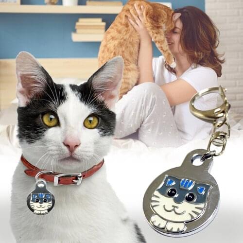 2pcs Pet ID Tag Personalized Name Cute Mini Cat Print Pet Cat Name Tags Pet Anti-lost Cat Identity Card Pet Accessories