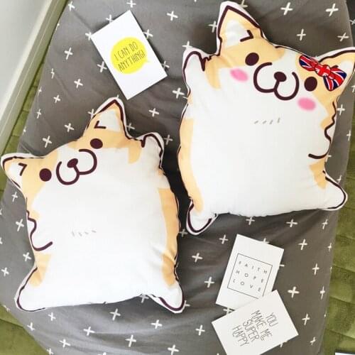 Ins hot corgi pillow couple cute home dog decoration car plush stuffed toy doll a couple of pillow sweet gift for friends kids