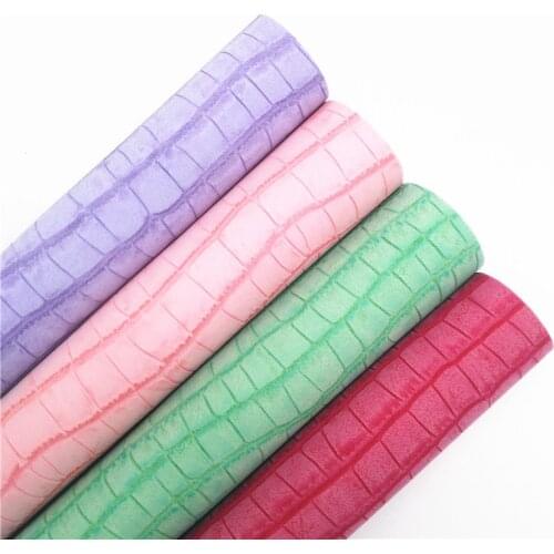 LEOsyntheticoDIY Crocodile Embossed Synthetic Faux leather Vinyl Fabric Sheets Felt Backing For DIY Bows 21X29CM R158A