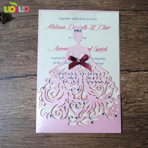 Pocket cards laser cut girls birthday or wedding invitations for wedding party decoration
