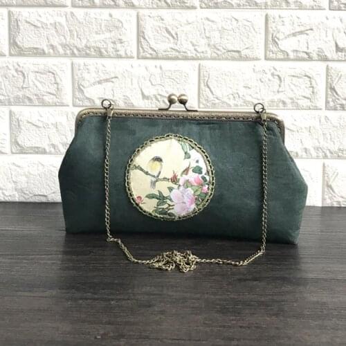 30*18*6cm Handmade Retro Velvet Suede Fabric Craft Mouth Gold Frame Material Kit Clutch Bag Chain Handbags Cross-body Bags