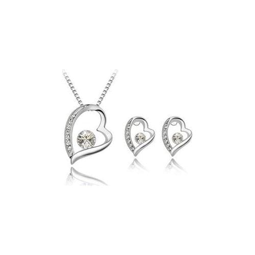 QiLeSen Fine jewelry 925 sterling silver for ladies wedding Tianchang Forever white necklace earrings set yw051