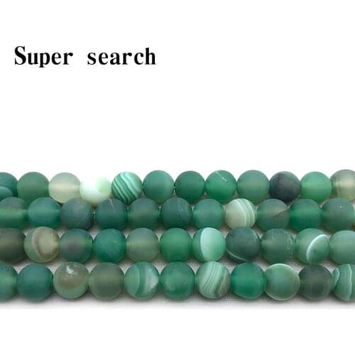 Natural agat Forsted Dull Polish Matte Green Stripe Agates Loose Beads Earring Pendant 8mm Fit Diy For Jewelry Making Bracelet