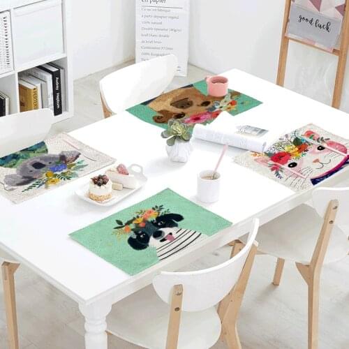 Wholesale Animal Table Napkins Cover Lion Cat Promotion Tablecloth Wedding Party Gifts Fox Home Decorative rectangular Placemats
